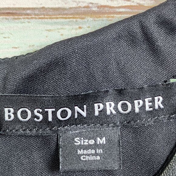 Boston Proper Black Cold Shoulder Top With Faux Leather Trim Medium - Picture 3 of 8